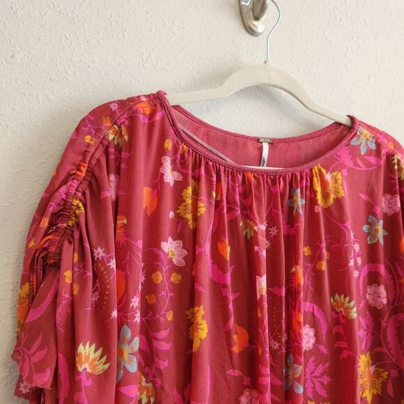Free People Size Small Wildflower Honey Berry Floral Boho‎ Balloon Sleeve Blouse - Picture 3 of 12